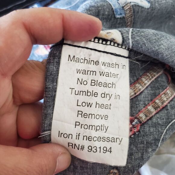 Vintage Dem Crazy Shirt Mens L Guitar All Over Print Button Up Short Sleeve Blk - Picture 5 of 16